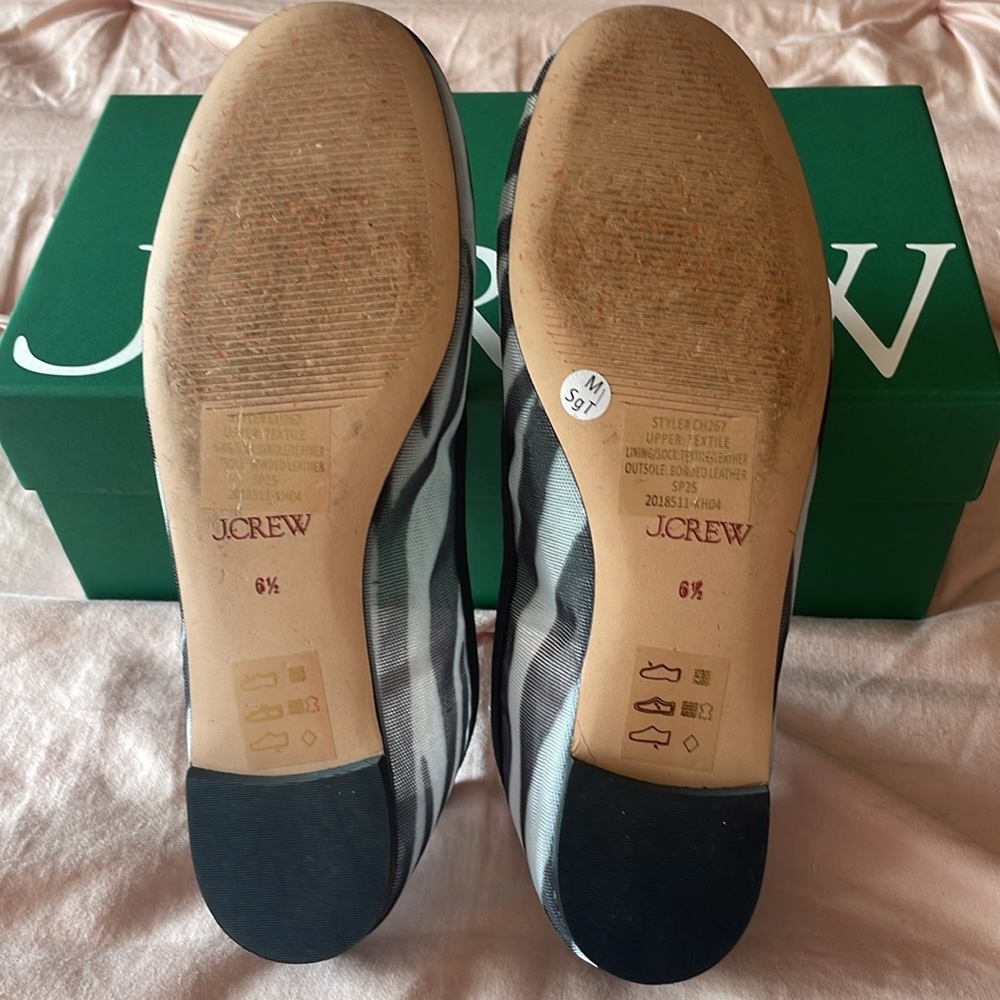 J Crew Mesh Ballet flats in Zebra Stripe size 6.5M - Picture 3 of 4